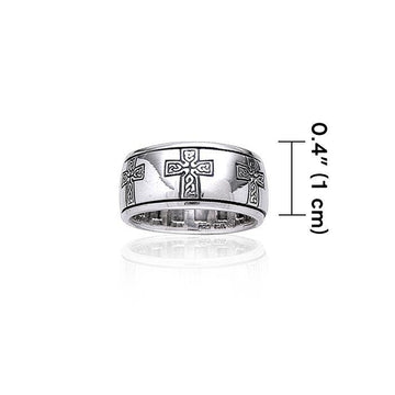 Celtic Knotwork Sterling Silver Cross Spinner Ring TR3779 - Jewelry